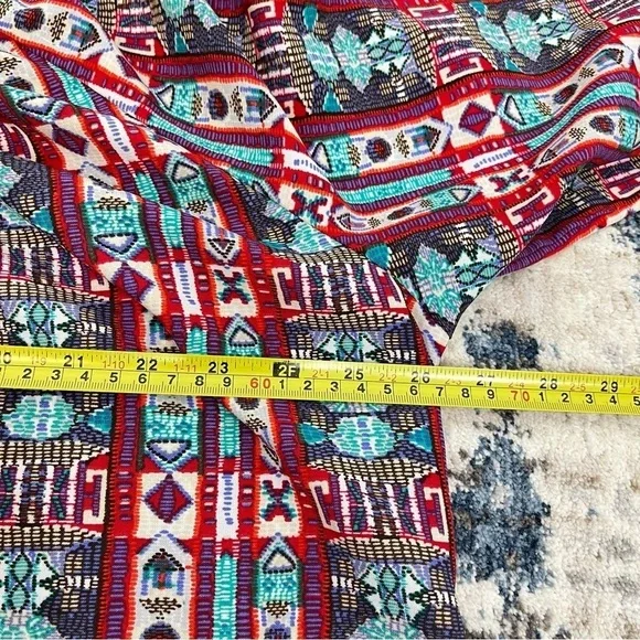 2/$25 CATO Red Bohemian Boho Tribal Western Lightweight Business Casual Blouse - Picture 13 of 14